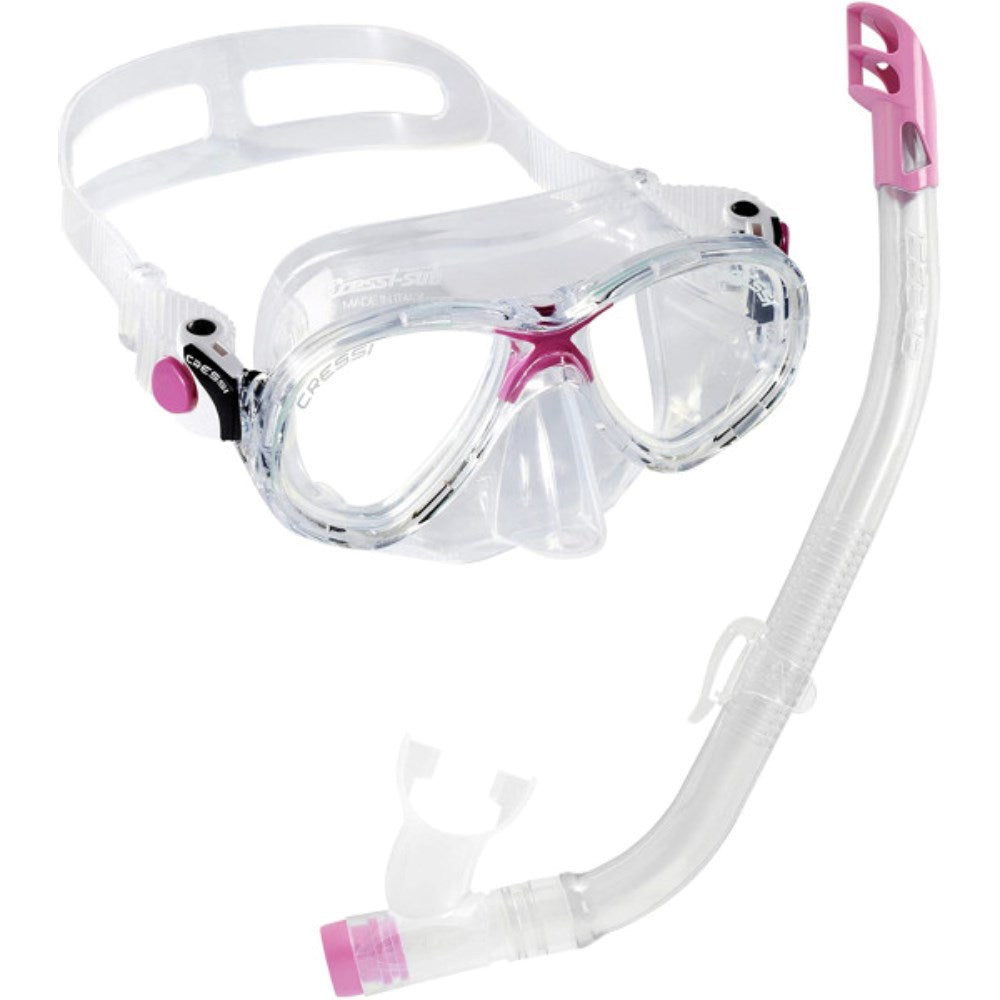 Cressi Marea VIP Jr Mask & Snorkel Set Kids - Clear/Pink - Go Dive Tasmania