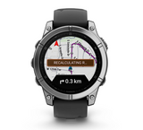 fēnix® E – 47 mm, AMOLED Stainless steel with Black silicone band - Go Dive Tasmania