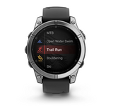 fēnix® E – 47 mm, AMOLED Stainless steel with Black silicone band - Go Dive Tasmania