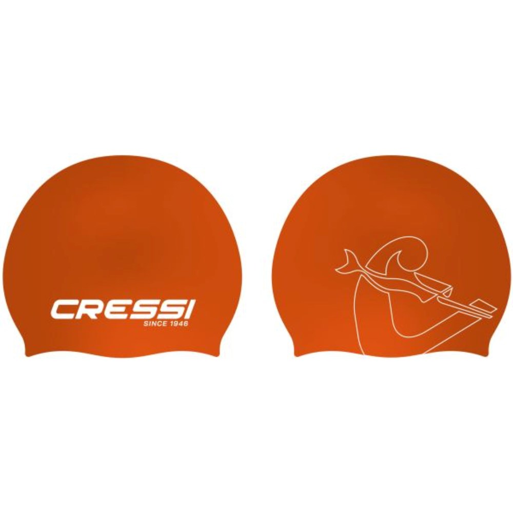 Cressi Eddie Swim Cap - Orange/White Logo - Go Dive Tasmania