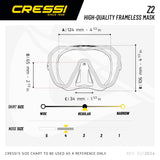 Cressi Z2 Mask UV420 Blue/Red Lens - Black - Go Dive Tasmania