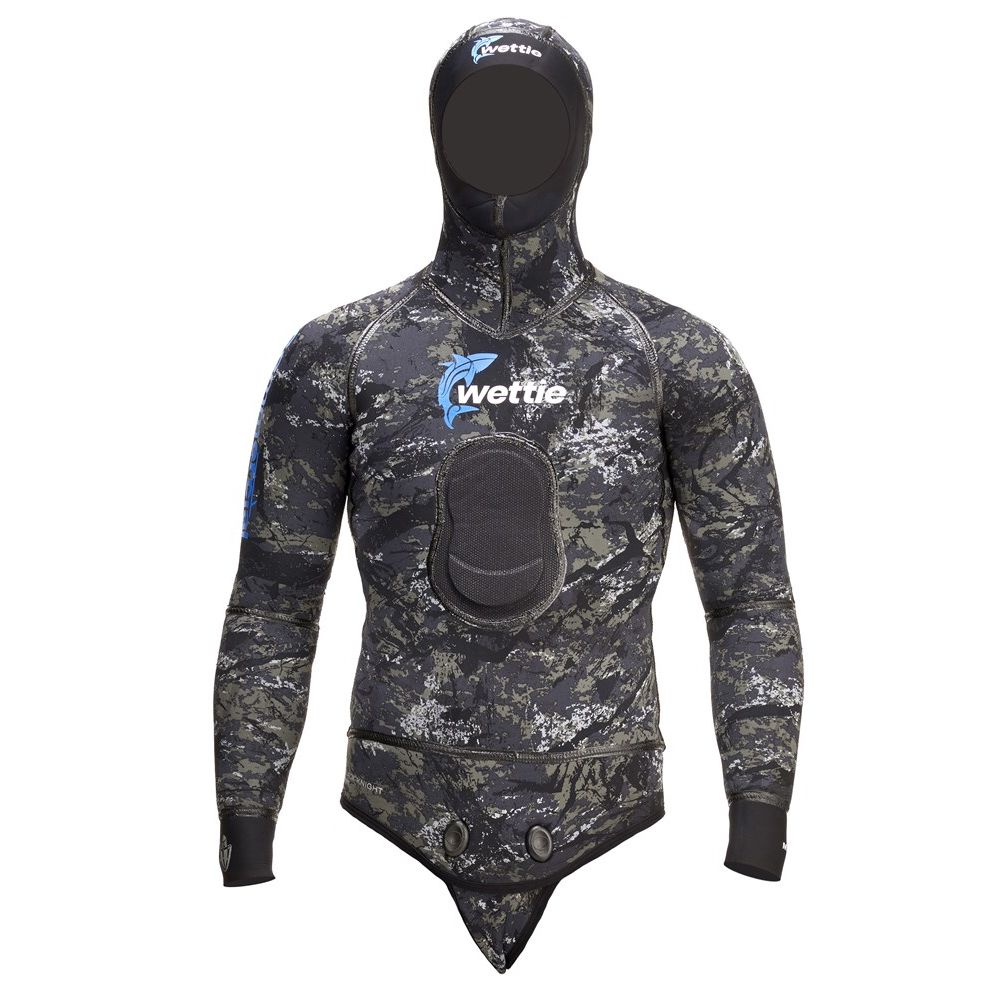 Wettie Commercial 5mm Wetsuit Jacket - Black Knight Camo - Mens - Go Dive Tasmania