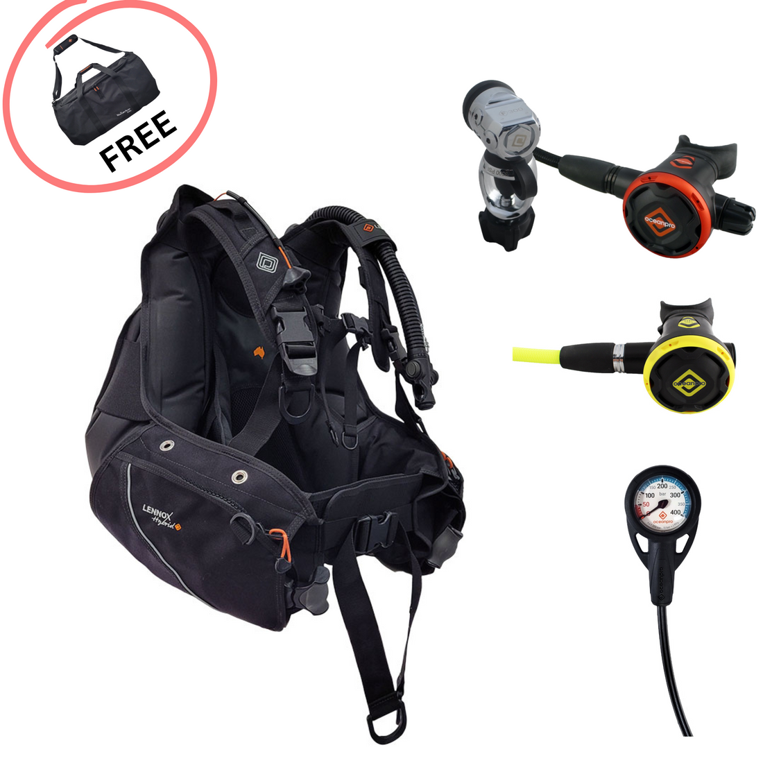 Oceanpro Lennox Scuba Package | BCD, Regs & SPG