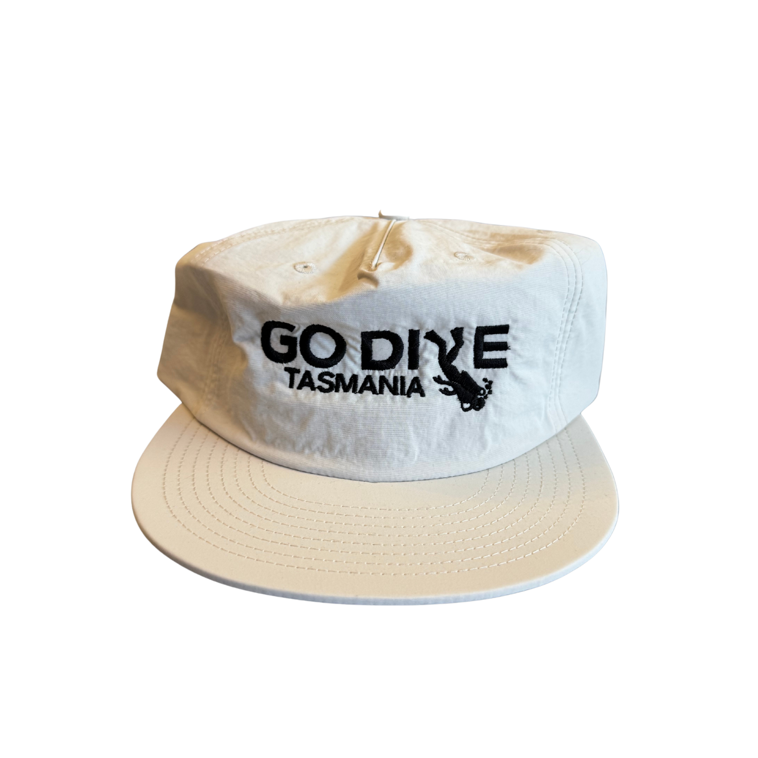 Go Dive Tasmania Cap – Bone / Black Embroidery - Go Dive Tasmania