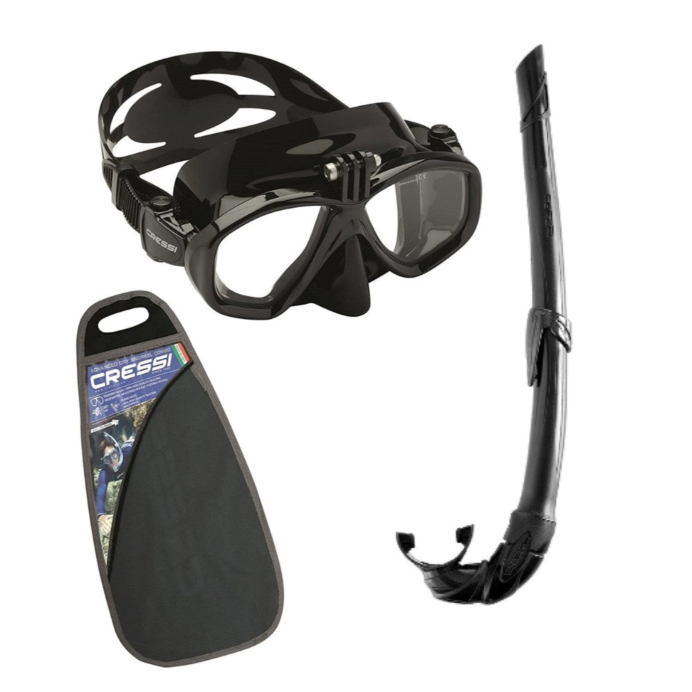 Cressi Action/Free Mask Snorkel Set - Black - Go Dive Tasmania