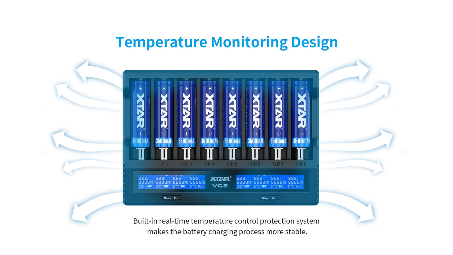 XTAR VC8 Fast Battery Charger for 8 x Li-ion Batteries - Go Dive Tasmania