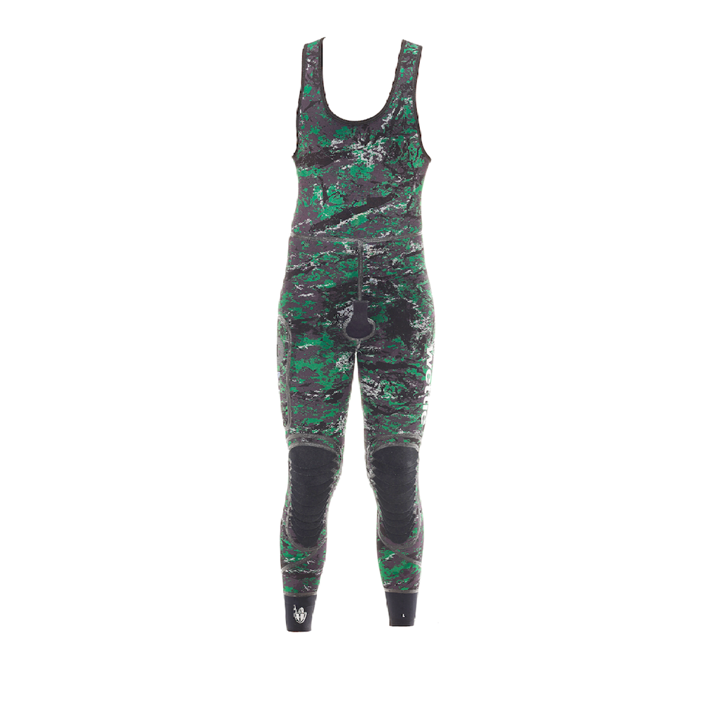 Wettie Commercial 5mm Wetsuit Long Johns - Green Knight Camo - Mens - Go Dive Tasmania