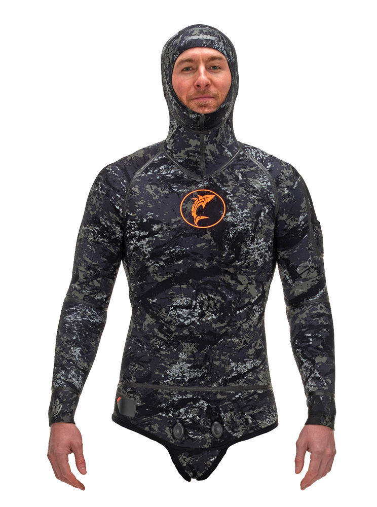 Wettie Signature Commercial 5mm Wetsuit Jacket - Black Knight Camo - Mens - Go Dive Tasmania