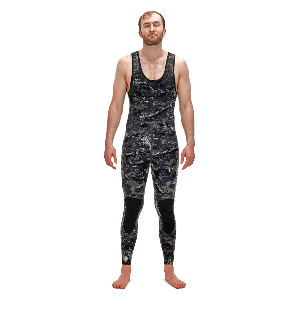 Wettie Signature Commercial 5mm Wetsuit Long Johns - Black Knight Camo - Mens - Go Dive Tasmania