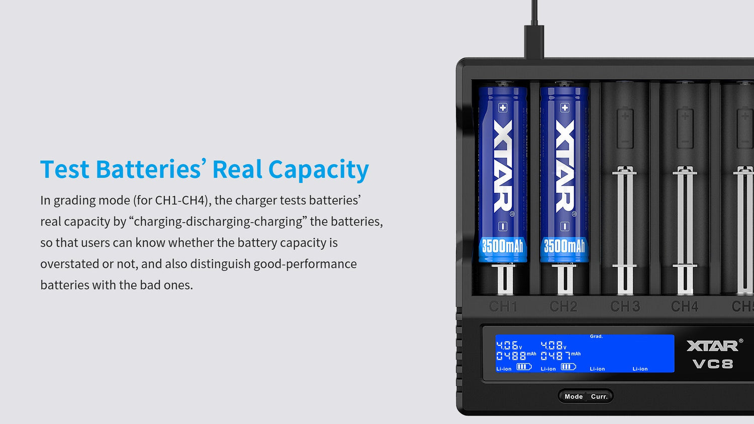 XTAR VC8 Fast Battery Charger for 8 x Li-ion Batteries - Go Dive Tasmania