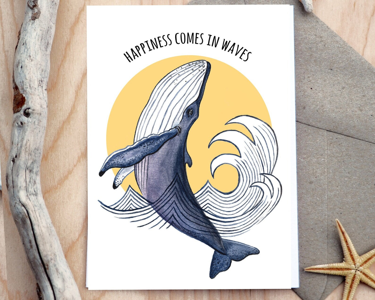 Happiness Comes In Waves - Humpback Whale Card - Go Dive Tasmania