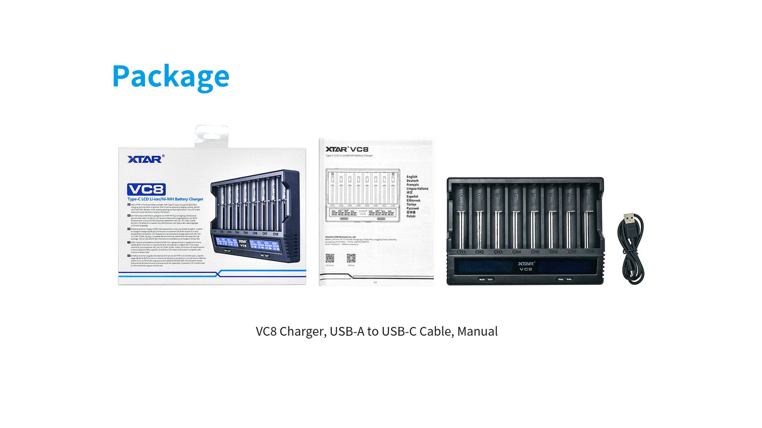 XTAR VC8 Fast Battery Charger for 8 x Li-ion Batteries - Go Dive Tasmania