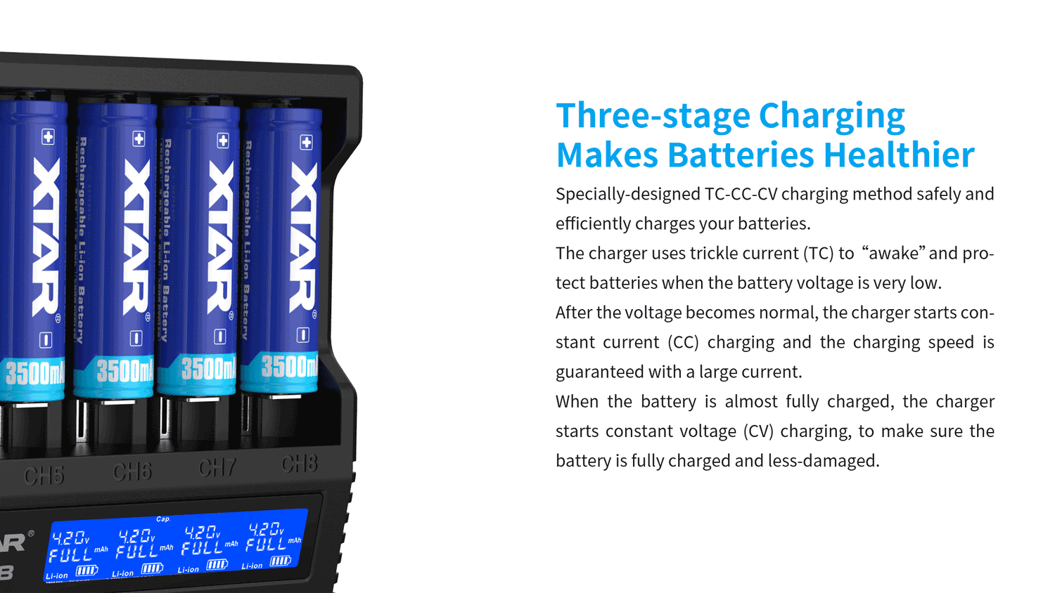 XTAR VC8 Fast Battery Charger for 8 x Li-ion Batteries - Go Dive Tasmania